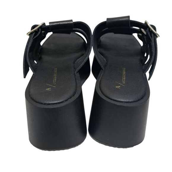 Anthropologie Triple Buckle Straps Chunky Platform Sandals Goth Boho Sz 38 Black - Picture 6 of 16